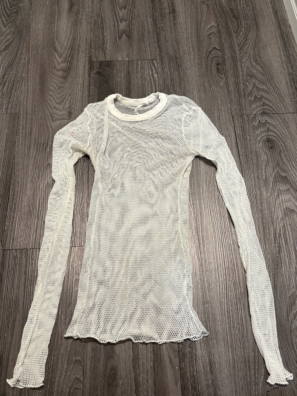 Out From Under Diamond Fishnet Long Sleeve Top White